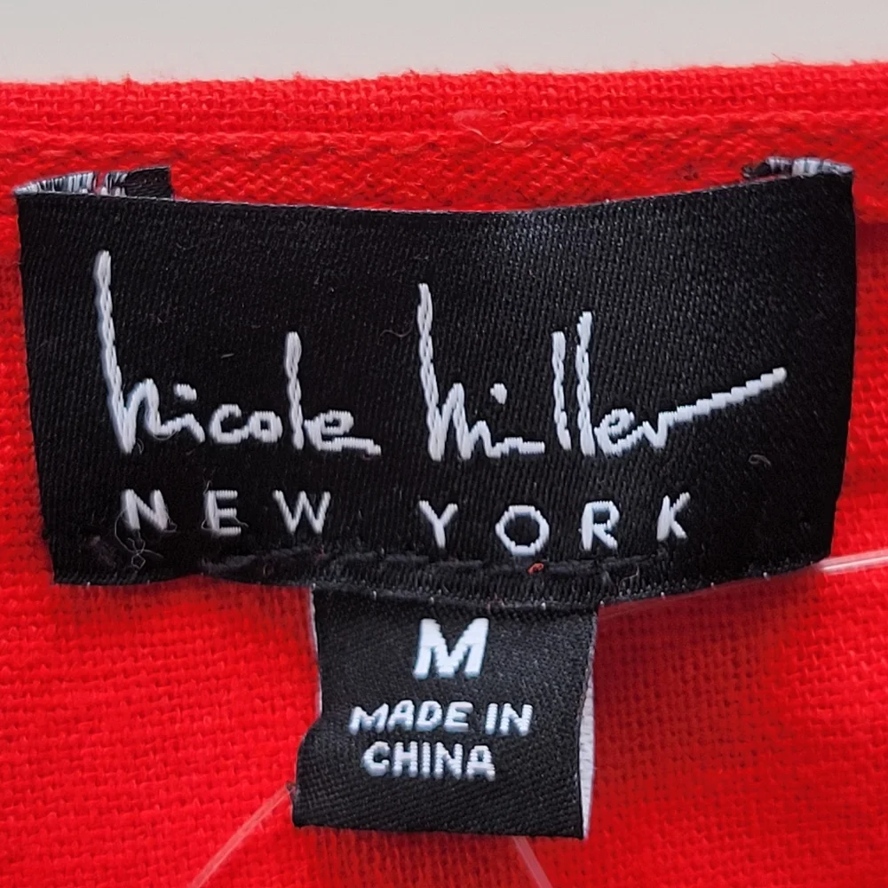 Nicole Miller | NWT Linen Blend Button Up Mini Dress Red Size M - Picture 8 of 10